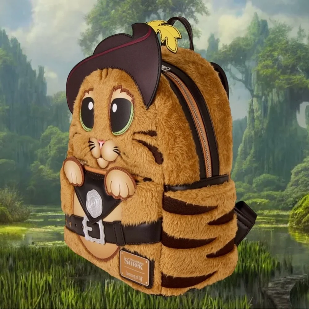 Loungefly Shrek Puss in Boots Plush Cosplay Mini Backpack NWT